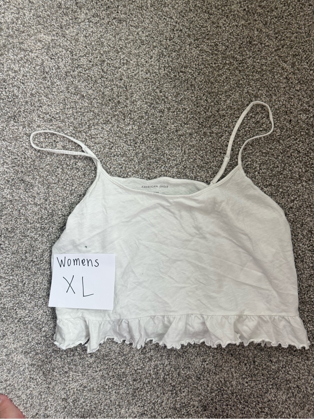 American Eagle Outfitters White Ruffle-Hem Spaghetti Strap Cami